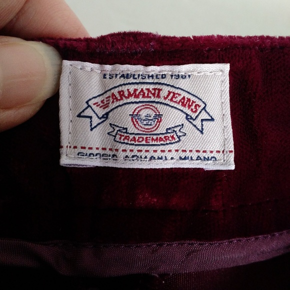 ARMANI JEANS Burgundy Magenta Velvet Pants 2 - 4 - Picture 2 of 8